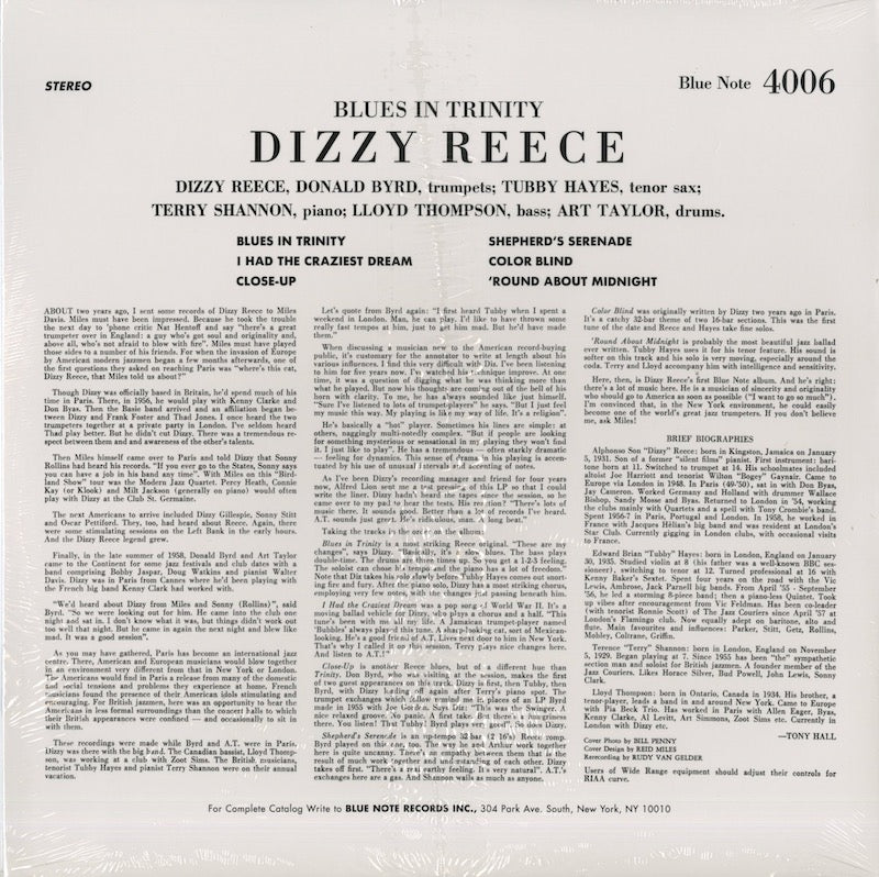 Dizzy Reece / ディジー・リース / Blues In Trinity (4006)