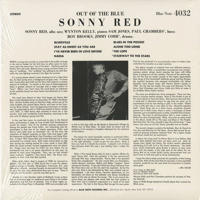 Sonny Red / ソニー・レッド / Out Of The Blue (4032)