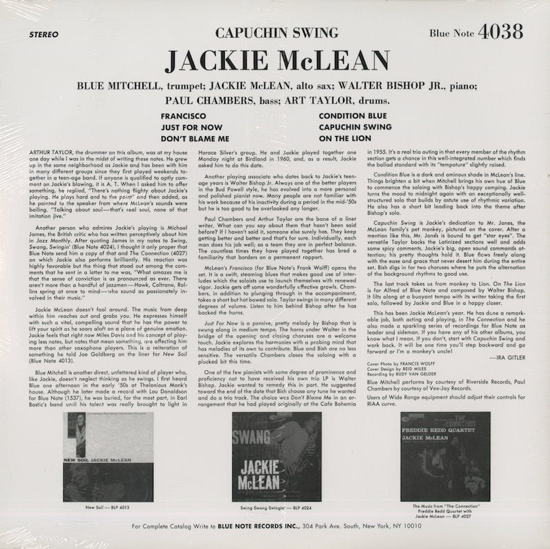 Jackie McLean / ジャッキー・マクリーン / Capuchin Swing (4038)