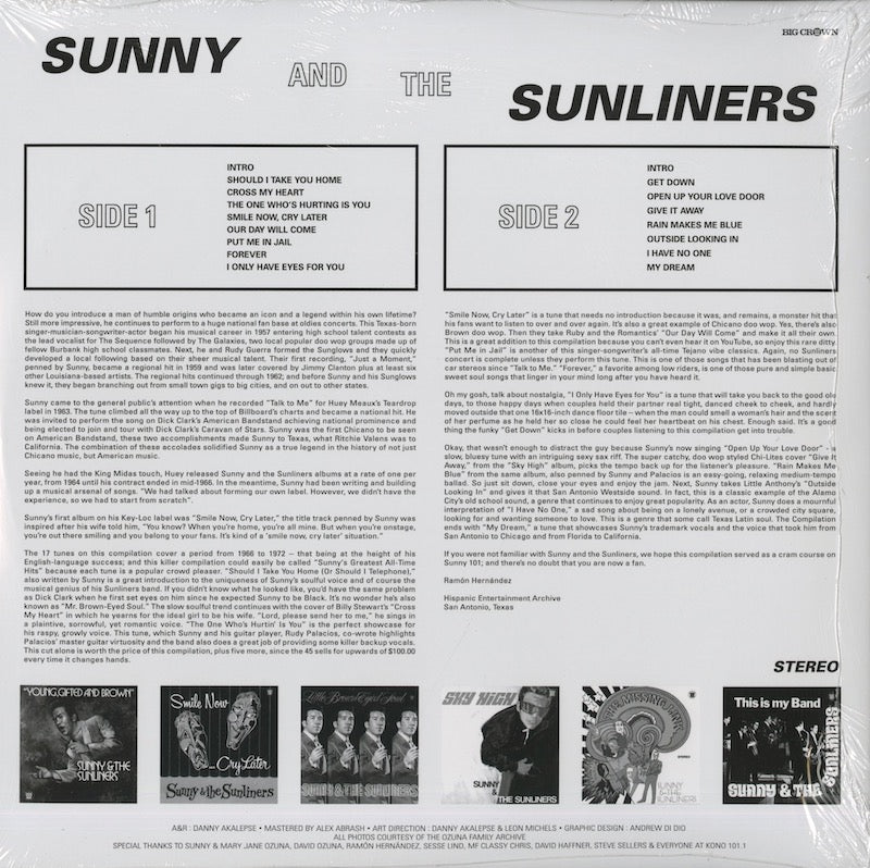 Sunny & The Sunliners  / サニー＆サンライナーズ / Mr. Brown Eyed Soul (BC035-LP)