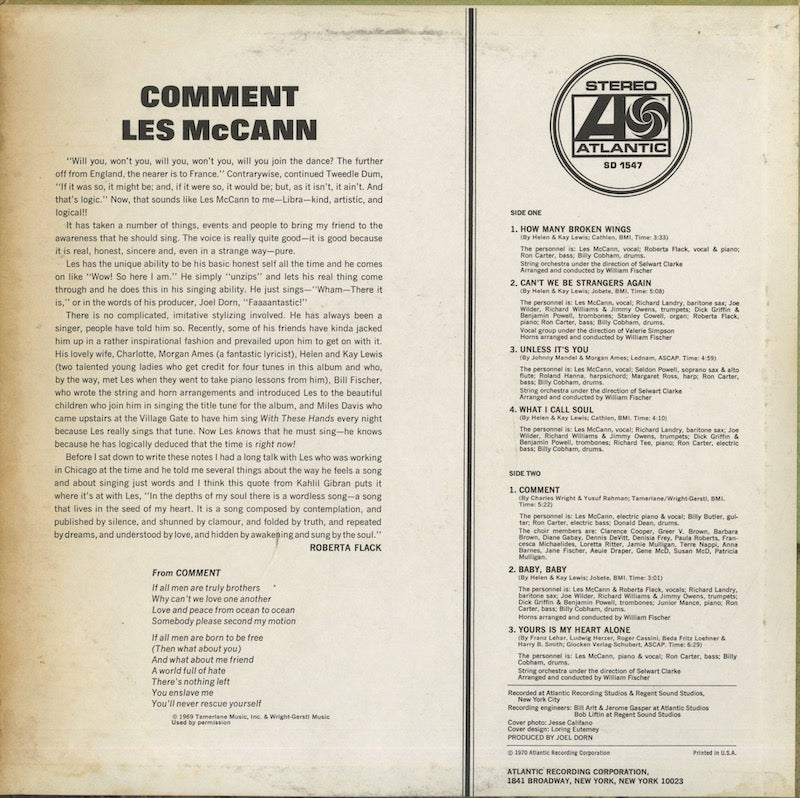 Les McCann / レス・マッキャン / Comment (SD 1547)