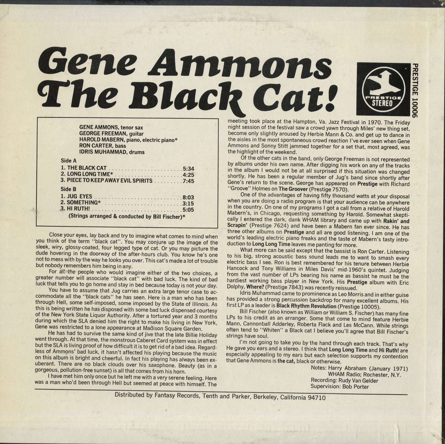 Gene Ammons / ジーン・エモンズ / The Black Cat! (PR 10006)