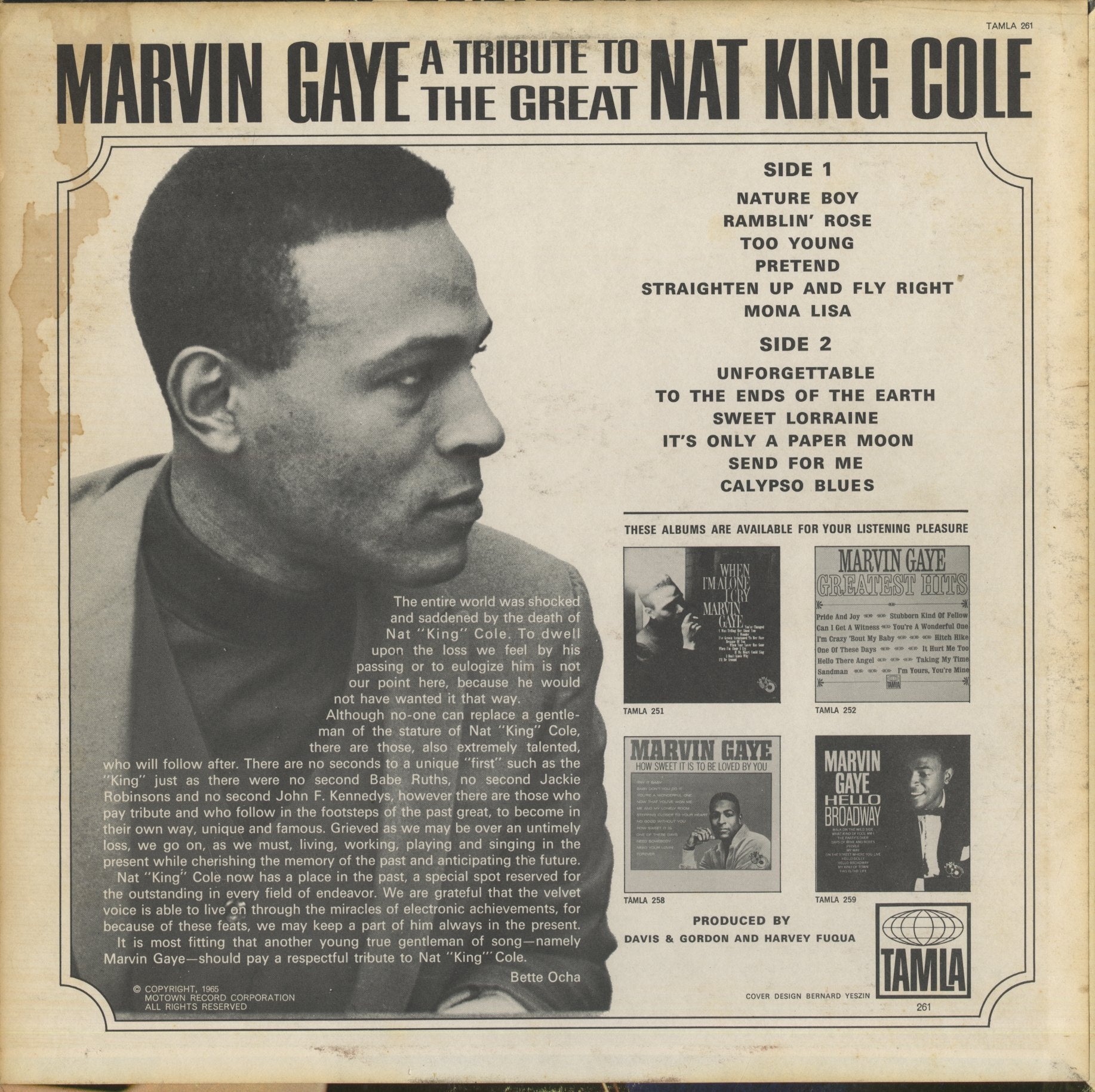 Marvin Gaye / マーヴィン・ゲイ / A Tribute To Great Nat King Cole 