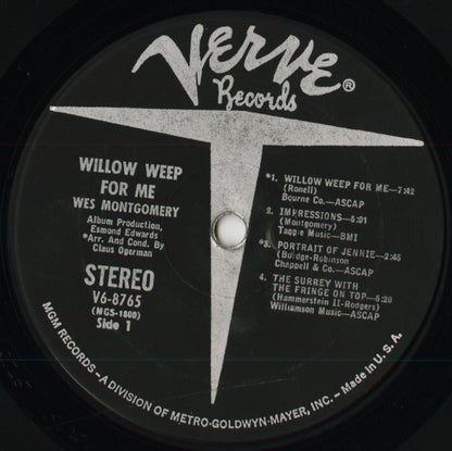 Wes Montgomery / ウェス・モンゴメリー / Willow Weep For Me (V6-8765)