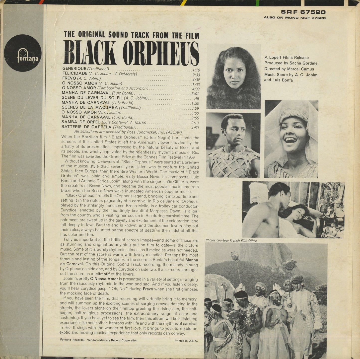 Black Orpheus -OST / Music: A.C Jobim / Luiz Bonfa (SRF 67520)