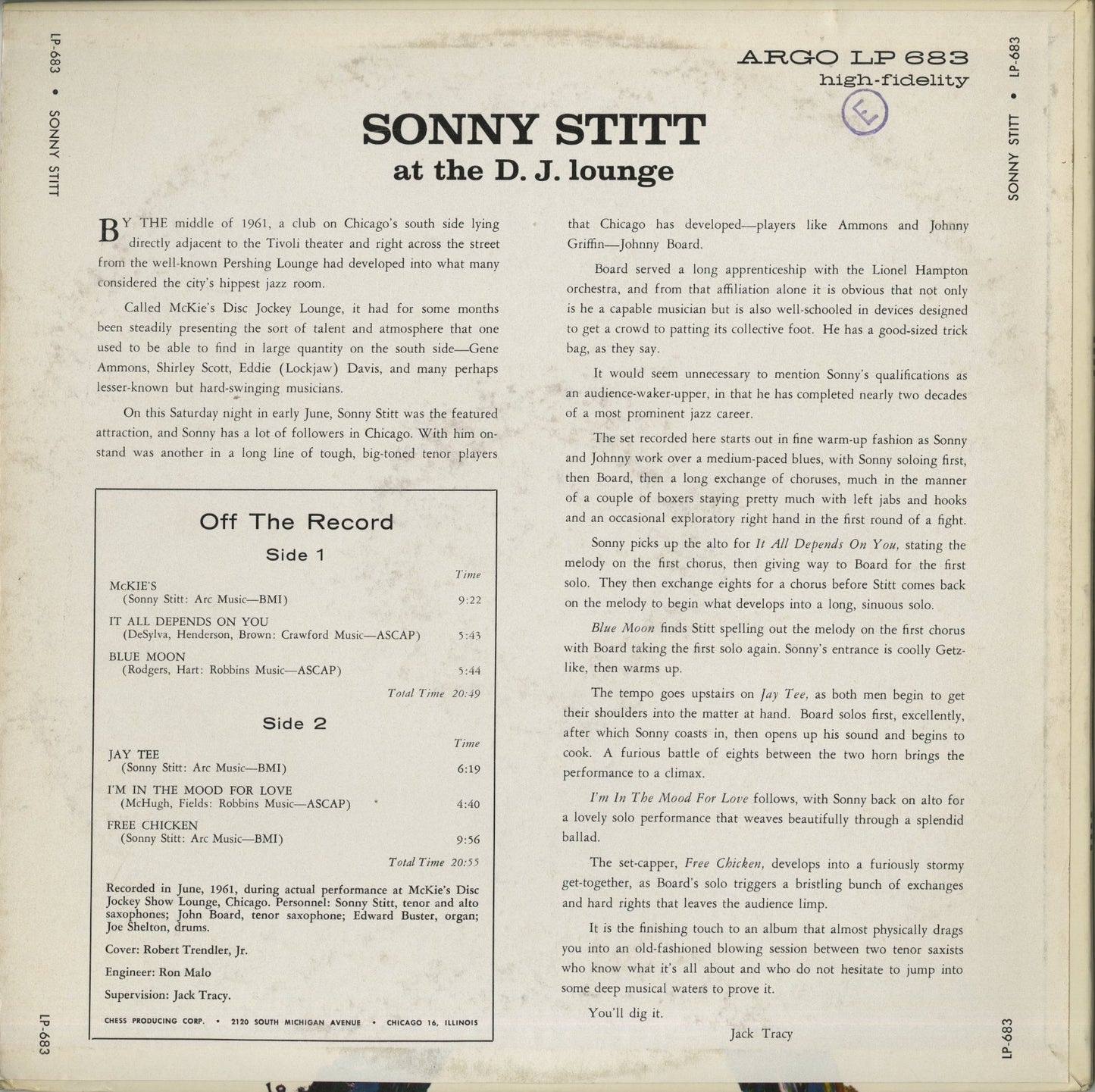 Sonny Stitt / ソニー・スティット / At The D.J. Lounge (LPS683)