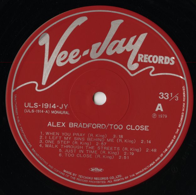 Alex Bradford / アレックス・ブラッドフォード / Too Close (ULS-1914 