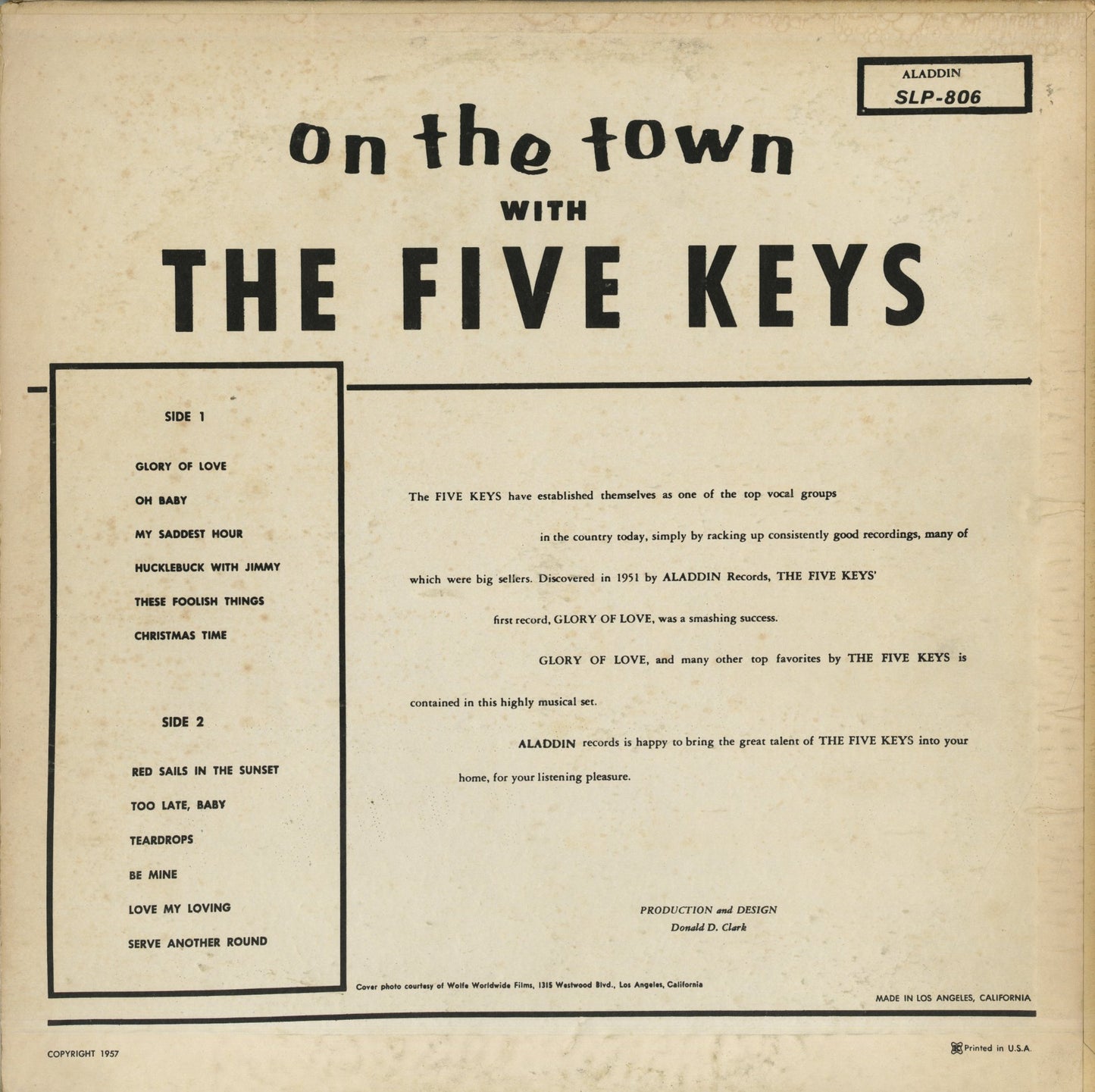 The Five Keys / ファイヴ・キーズ / On The Town (SLP-806)