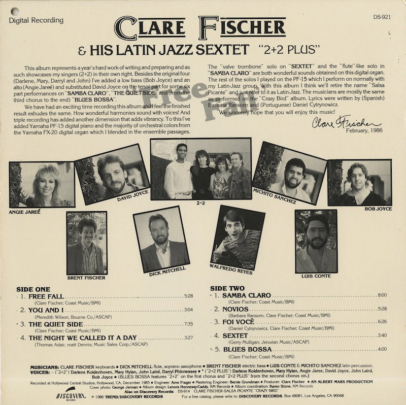 Clare Fischer & His Latin Jazz Sextet / クレア・フィッシャー / Free Fall (DS-921)