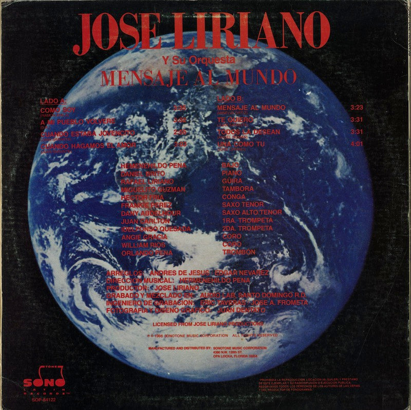 Jose Liriano Y Su Orquesta / ホセ・リリアーノ / Mesaje Al Mundo (SOP-84122)