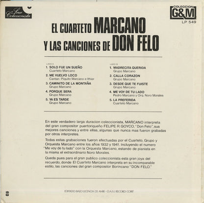 Cuarteto Marcano / カルテート・マルカーノ / Y Las Canciones De Don Felo (LP-549)