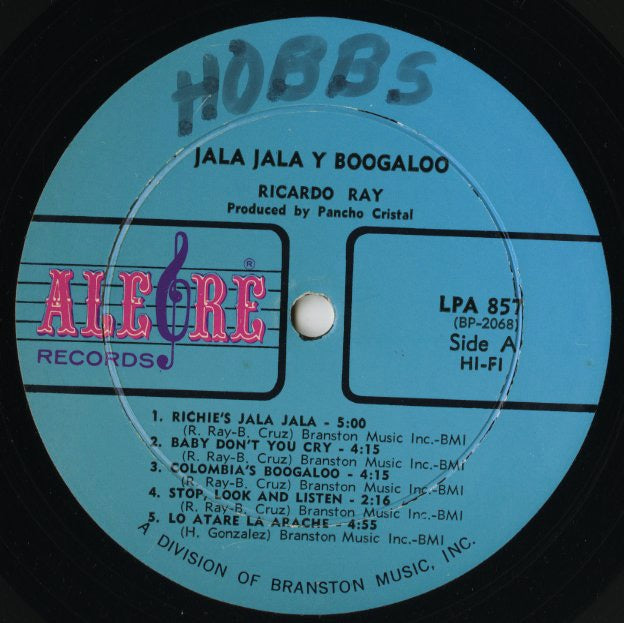 Ricardo Ray / リカルド・レイ / Jala Jala Y Boogaloo (LPA 857 