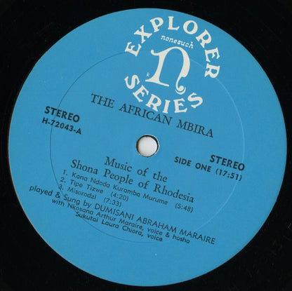 Dumisani Abraham Maraire / The African Mbira Music Of the Shona People of Rhodesia (H72043)