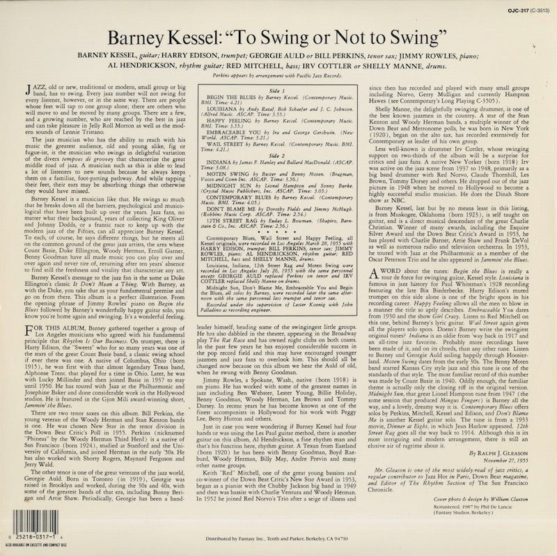 Barney Kessel / バーニー・ケッセル / To Swing Or Not To Swing (OJC 317)