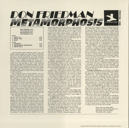 Don Friedman / ドン・フリードマン / Metamorphosis (PR 7488)