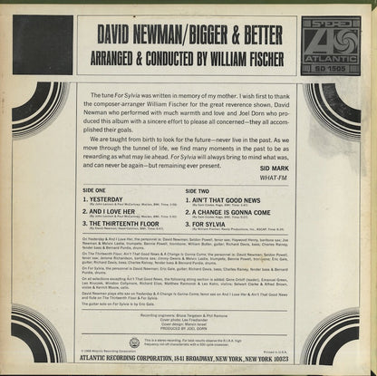 David Newman / デヴィッド・ニューマン / Bigger & Better (SD 1505)