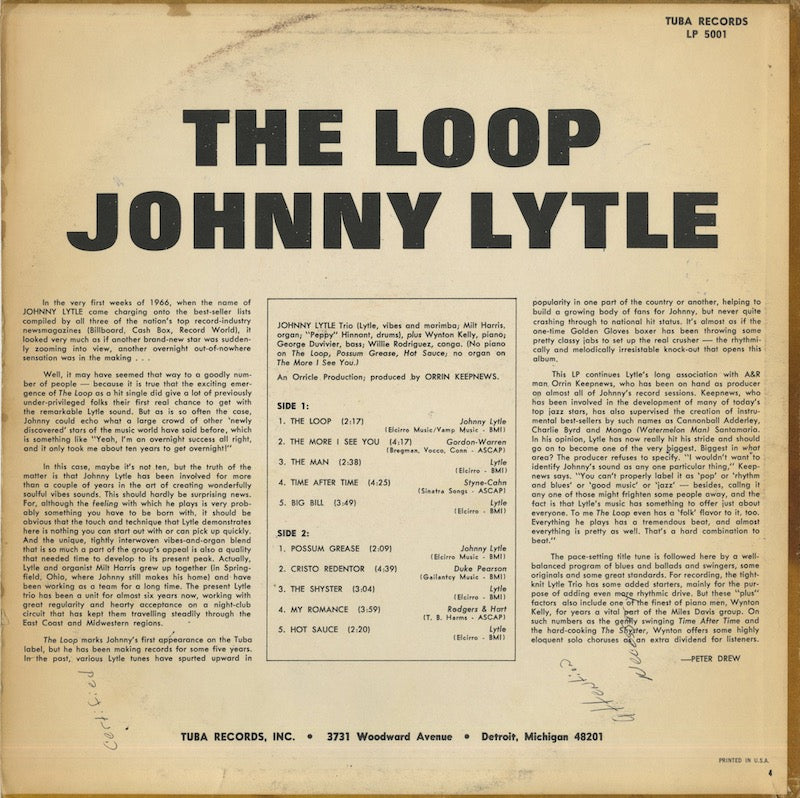 Johnny Lytle / ジョニー・ライトル / The Loop (SR5001)