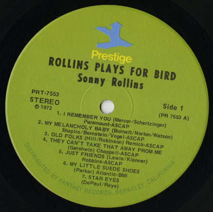 Sonny Rollins / ソニー・ロリンズ / Rollins Plays For Bird (PRT 7553)