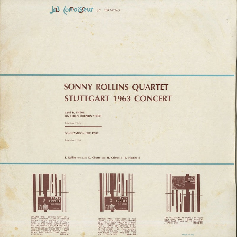 Sonny Rollins / ソニー・ロリンズ / Stuttgart 1963 Concert (JC 106)
