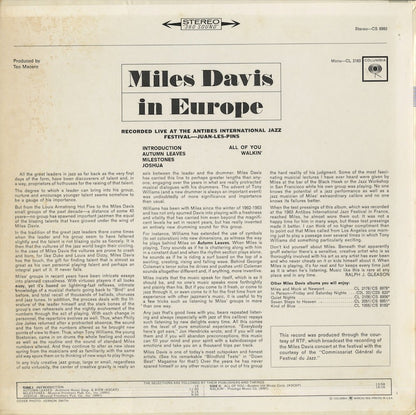Miles Davis / マイルス・デイヴィス / In Europe (CS 8983)