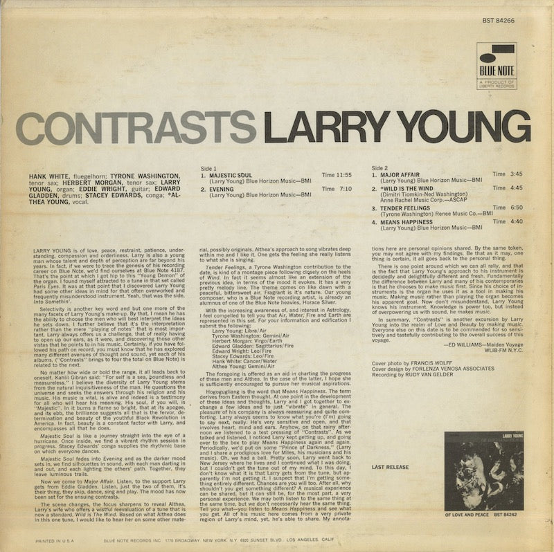 Larry Young / ラリー・ヤング / Contrasts (BST 84266)