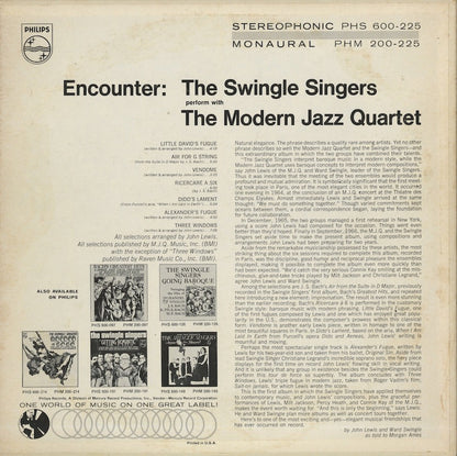 The Swingle Singers / The Modern Jazz Quartet / スウィングル・シンガーズ モダン・ジャズ・カルテット / Encounter (PHM 200-225)