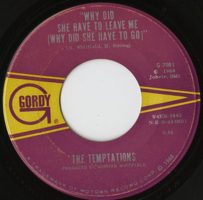 The Temptations / テンプテーションズ / Cloud Nine / Why Did She Have To Leave Me -7 ( G-7081 )