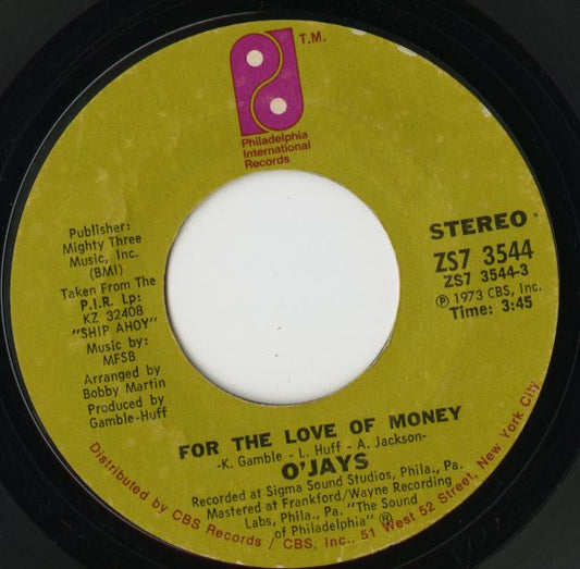 The O'Jays / オージェイズ / For The Love Of Money / People Keep Tellin' Me -7 ( ZS73544 )