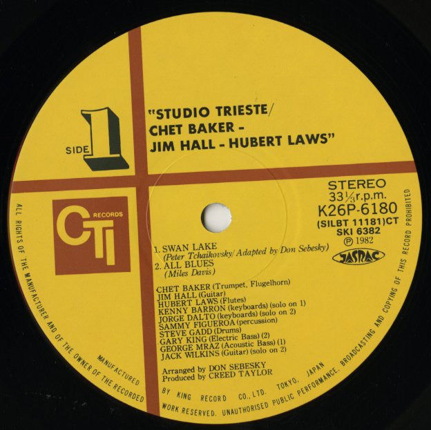 Chet Baker Jim Hall Hubert Laws / Studio Trieste (K26P 6180)
