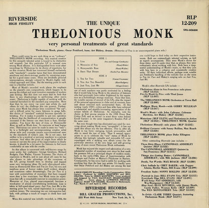 Thelonious Monk / セロニアス・モンク / The Unique (SMJ-6068M)