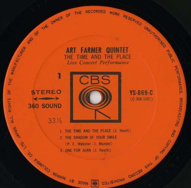 Art Farmer / アート・ファーマー / The Time And The Place (YS-869-C)