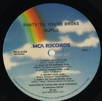 Rufus / ルーファス / Party 'Til You're Broke (MCA-5159)