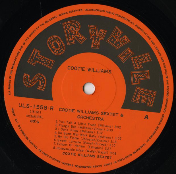 cootie williams sextet レコード 人気