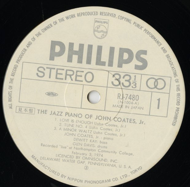 John Coates, Jr / ジョン・コーツ・ジュニア / The Jazz Piano Of John Coates Jr. (N-1004)