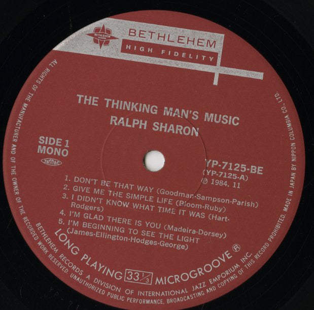 The Ralph Sharon Trio / ラルフ・シャロン / Thinking Man's Music (YP-7125-BE)