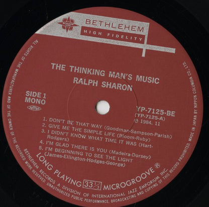 The Ralph Sharon Trio / ラルフ・シャロン / Thinking Man's Music (YP-7125-BE)