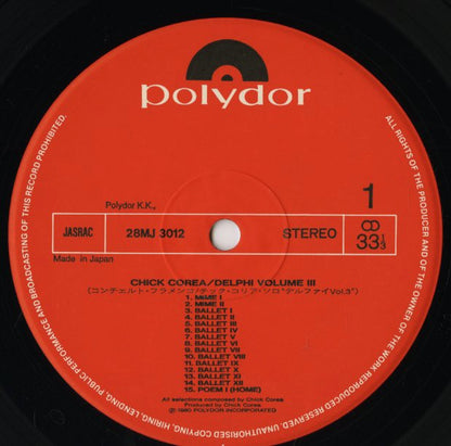 Chick Corea / チック・コリア / Delphi 3 Solo Piano Improvisations (1980)