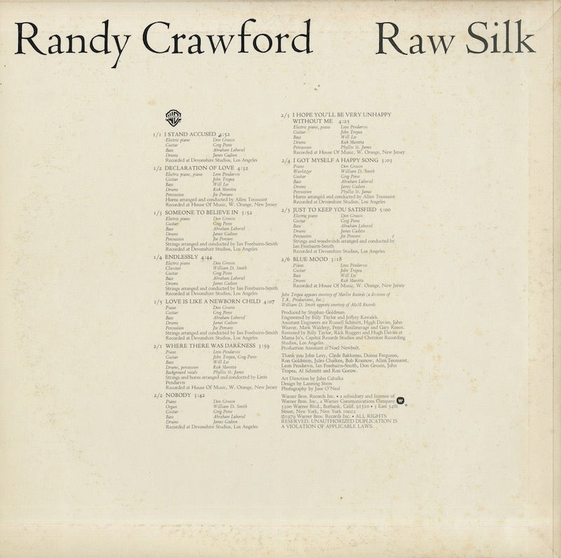 Randy Crawford / ランディー・クロウフォード / Raw Silk (BSK 3283)