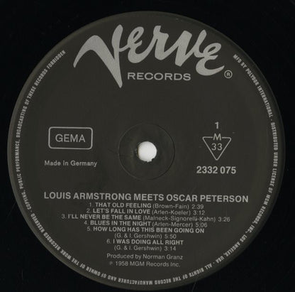 Louis Armstrong, Oscar Peterson / ルイ・アームストロング オスカー・ピーターソン / Louis Armstrong Meets Oscar Peterson (MV 2656)
