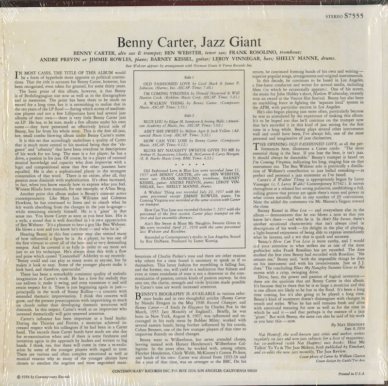 Benny Carter / ベニー・カーター / Jazz Giant (S7555)