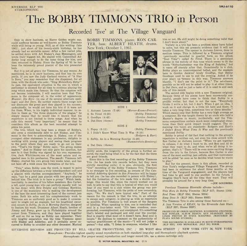 Bobby Timmons / ボビー・ティモンズ / In Person (SMJ-6110)