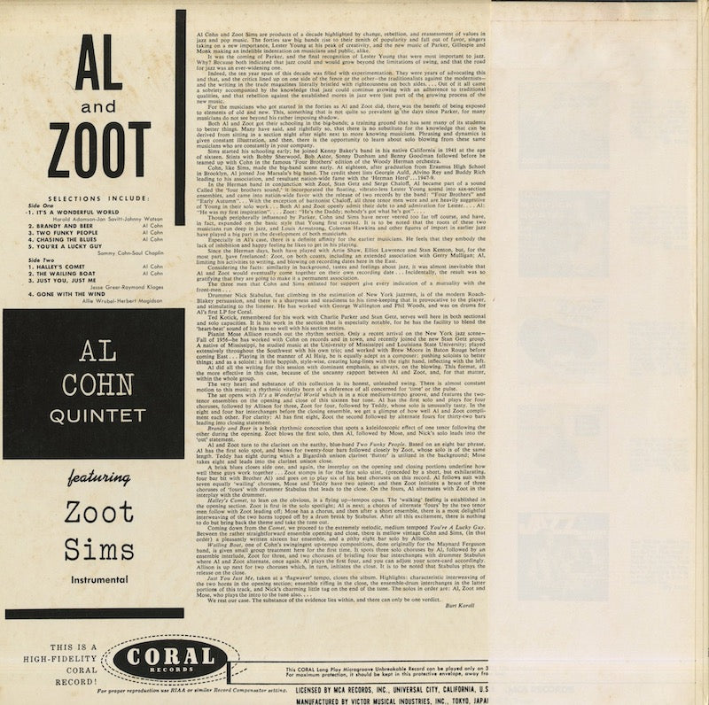 Al Cohn / アル・コーン / Al And Zoot (VIM-5508(M))